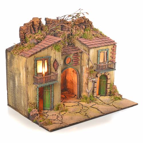 Neapolitan nativity village with manger 50x58x40cm | online sales on ...