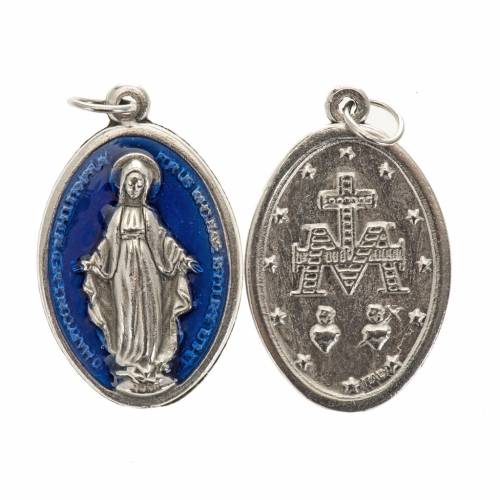 Miraculous Medal, oval in metal and blue enamel H30mm | online sales on ...