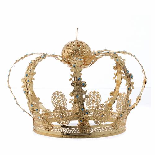 Our Lady crown golden brass - light blu strass | online sales on ...