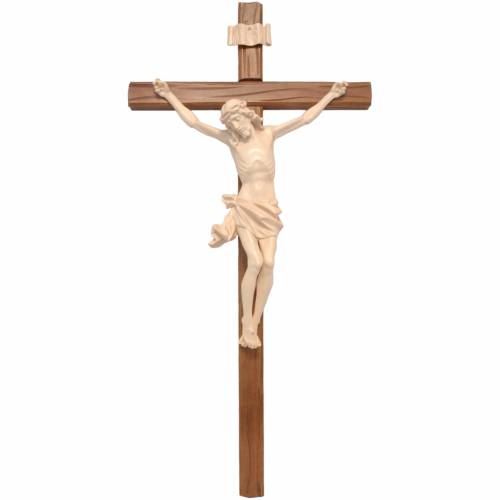 Crucifix, straight, Corpus model in natural wax Valgardena wood ...