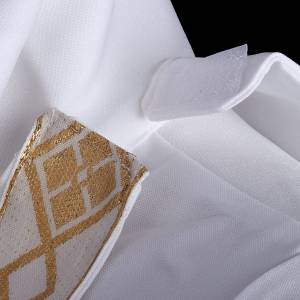 Tunica Prima Comunione Unisex Con Bordo Oro A Rombi - Tessuto Vaticano 100% Poliestere, Fatto In Italia, Omaggio Crocifisso - 5